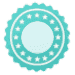 Round cyan badge